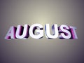 August word from bevel glossy letters