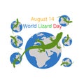 August 14 is World Lizard Day Vector illustration.