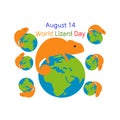 August 14 is World Lizard Day Vector illustration.