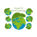 August 14 is World Lizard Day Vector illustration.