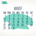 August year 2021 monthly calendar