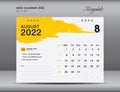 Desk calender 2022 design, August month template, Calendar 2022 template, planner, simple, Wall calendar design, calendar 2022