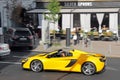 August 14, 2011, Kiev - Ukraine. Yellow McLaren 650S Spider in motion