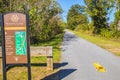Augusta Canal Trailhead paved walking trail and sign