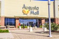 Augusta Mall entrance and people entering and exiting