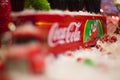 Coca Cola holiday scene with a coke truck close up on side picture Royalty Free Stock Photo