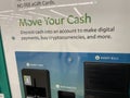Coinstar machine in a retail store sign
