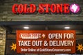 Cold Stone Ice Cream parlor entrance banner for take out