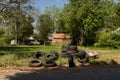 Discarded pile of car tires in a lot