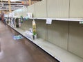 Kroger grocery store interior blown out toilet paper shelves