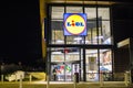 LIDL Grocery Supermarket at night entrance