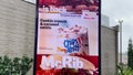 McDonalds restaurant McRib is back digital sign in the rain