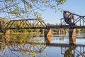 Riverwalk Old functioning train bridge Savannah River Royalty Free Stock Photo