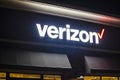 Verizon store building sign at night