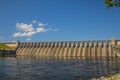 View of the J. Strom Thurmond Dam water release side distant view Royalty Free Stock Photo