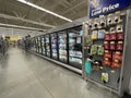 Walmart grocery store interior frozen foods side view Royalty Free Stock Photo