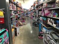 Walmart interior junky messy toy aisle items on floor trip hazard