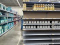 Walmart store interior empty baby formula shelves