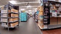 Walmart Supercenter retail store interior back aisle displays Royalty Free Stock Photo