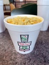 Wife Savers macaroni and cheese in a styrofoam cup