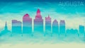 Augusta Maine City Skyline Vector Silhouette. Broken Glass Abstract Textured. Banner Background Colorful Shape Composition.