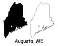 Augusta Maine ME State Border USA Map Royalty Free Stock Photo