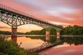 Augusta, Maine, USA view on the Kennebec River with Memorial Bridge Royalty Free Stock Photo