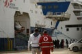 Geo Barents humanitarian rescue ship with migrants in Sicily