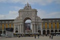 Augusta Street Arch With A Tram At Its Feet In The Commerce Square Of Lisbon. Nature, Architecture, History, Street Photography.