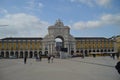 Augusta Street Arch With A Tram At Its Feet In The Commerce Square Of Lisbon. Nature, Architecture, History, Street Photography. Royalty Free Stock Photo