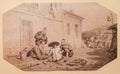 Auguste Borget Dice Players Gambling Portuguese Macao Vintage Treasure Graphite Pencil on Paper Sketch Painting Antique Print Royalty Free Stock Photo