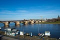 Augustus Bridge in Dresden, blue sky, tourism, sightseeing Royalty Free Stock Photo