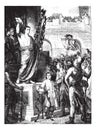 Augustus presented to the members of the three provinces of Gaul Celtic, meeting in Lyon, vintage engraving