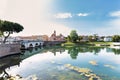 Augustus Tiberius Roman Bridge in Rimini near XXV Aprile Park Royalty Free Stock Photo