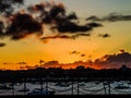 Aukland Harbour at sunset. Auklamd,Auckland,New Zealand Royalty Free Stock Photo