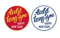 Auld Lang Syne Happy New Year. Folk pop music holiday sign for card and karaoke party. Vector stock hand letetrng Royalty Free Stock Photo