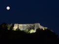 Aulla Brunella fortress landmark by night. Lunigiana, Italy.