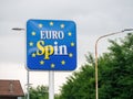 AULLA, MASSA CARRARA, ITALY - JULY 10, 2019: Eurospin discount store sign with logo. The chain is currently expanding in
