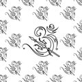 Aum Om The Holy Motif Seamless Pattern Royalty Free Stock Photo