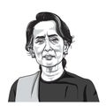 Aung San Suu Kyi Portrait Illustration Vector. September 14, 2017