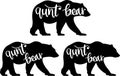 Aunt bear, bear cut file, bear family vector illustration file