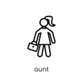 aunt icon. Trendy modern flat linear vector aunt icon on white b