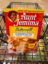 Aunt Jemima pancake mix in a shopping cart Royalty Free Stock Photo