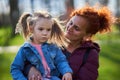 Aunt and niece in the park