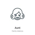 Aunt outline vector icon. Thin line black aunt icon, flat vector simple element illustration from editable family relations
