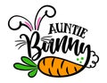 Auntie Bunny - Cute Easter bunny design funny hand drawn doodle, cartoon Easter rabbit.