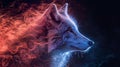 aura effects with fox, A fox profile emerges in a burst of neon glow and vibrant flames, with dynamic swirls of color that bring Royalty Free Stock Photo