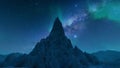 Aura mountain sea night Universe space background Lake ocean Natural beauty 3d