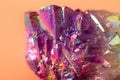 Aura quartz for healing, practice, reiki, meditation. Natural semi-precious stone macro photo