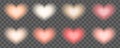 Aura Y2K Peach colored hearts collection. Set with aestetic soft gradient trendy valentine day heart. Bright Center and
